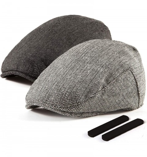 Newsboy Caps 2 Pack Newsboy Hats for Men Wool Scally Cap Mens Flat Cabbie Ivy Tweed S/M/L/XL - CZ18XDWKO6U $25.59