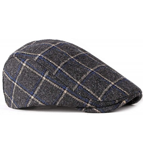 Newsboy Caps Men's Newsboy Gatsby Hat Vintage Beret Flat Ivy Cabbie Driving Hunting Cap for Boyfriend Gift - Blue Check - C51...