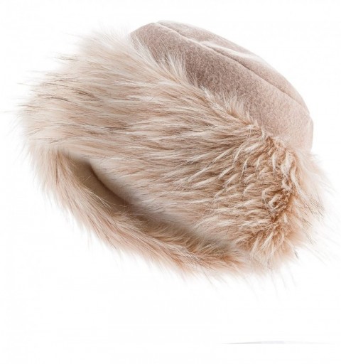 Bomber Hats Faux Fur Trimmed Winter Hat for Women - Classy Russian Hat with Fleece - Beige - Ivory Fox - CB192L9I9XH $49.20