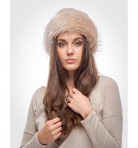 Bomber Hats Faux Fur Trimmed Winter Hat for Women - Classy Russian Hat with Fleece - Beige - Ivory Fox - CB192L9I9XH $18.80