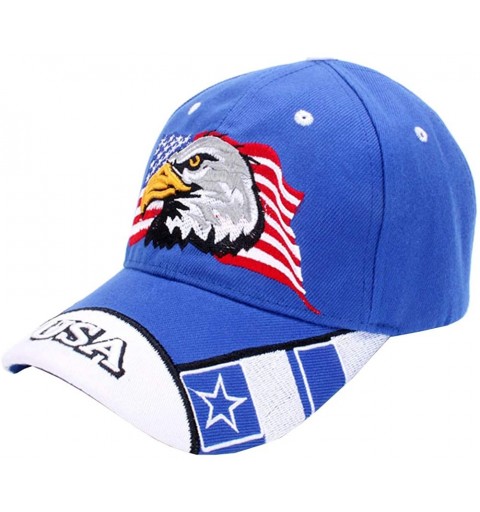 Baseball Caps American Flag USA Eagle Baseball Hat Cap for Women Men Adjustable 3D Embroidered - Blue - CA18RHE05AY $8.25