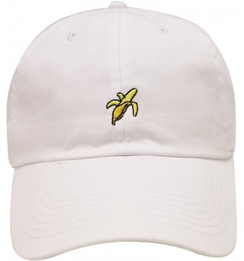 Baseball Caps Banana Small Embroidery Cotton Baseball Caps - White - CN12HJQUGNZ $14.93