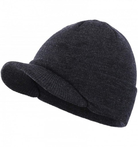 Skullies & Beanies Men's Winter Beanie Hat with Brim Warm Double Knit Cuff Beanie Cap - Grey - CE18KDL5YYT $10.94