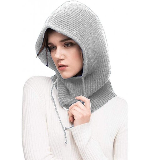 Balaclavas Balaclava Hood hat Windproof Soft Cashmere Fleece Knitted Ski Face Mask for Men Women Children - Light Grey - CT19...