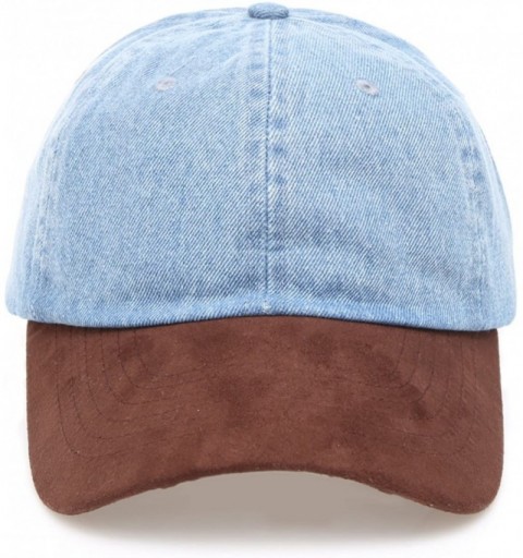 Baseball Caps Casual 100% Cotton Denim Baseball Cap Hat with Adjustable Strap. - Suede Brim-light Blue - CV18C2LGUEG $14.53