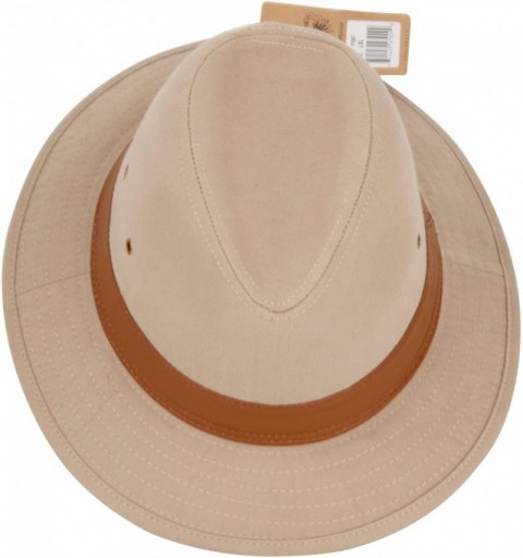 Cowboy Hats Men's One-Piece Canvas Faux Leather-Trim Safari Hat - Khaki - CX12F8LGARX $16.55