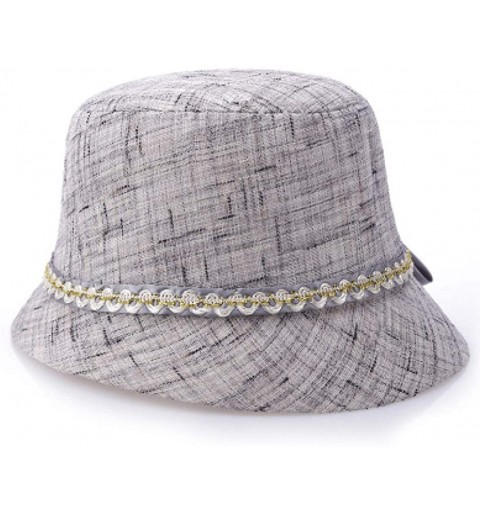 Sun Hats Women Linen/Cotton Summer Sunhat Fedora Beach Sun Hat Summer - Gray - CV18SHR0EKZ $29.06