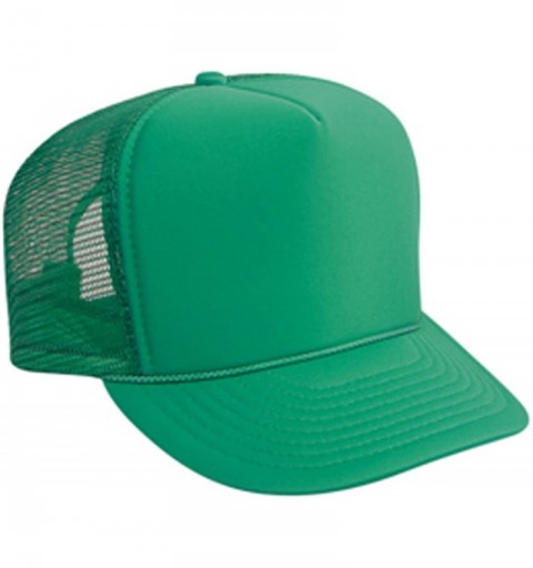 Baseball Caps Polyester Foam Front Solid Color Five Panel High Crown Golf Style Mesh Back Cap - Kelly - CB11TOP9YGP $8.37