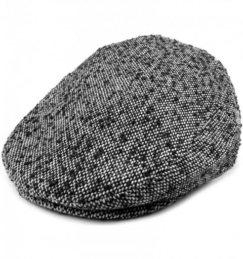 Newsboy Caps Classic Men's Flat Hat Wool Newsboy Herringbone Tweed Driving Cap - Black Tweed-nh - C219447ZH7N $17.75