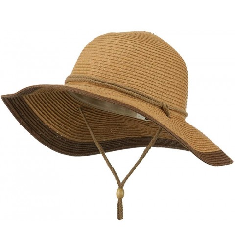Sun Hats Ladies Toyo Braid Chin Strap Sun Hat - Brown - CJ11NY2Y5UJ $16.92