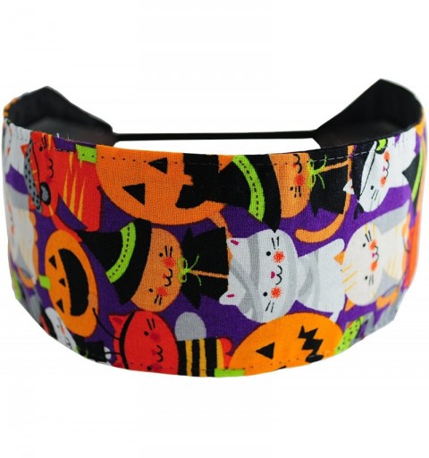 Headbands Halloween Headband- Kitties in Costume Over Purple- Pumpkins and Witches-soft Headband - C7117RLG173 $8.09