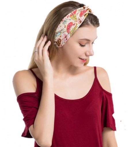 Headbands 6 Pack Women Girls Silk Satin Headbands Solid Color Elastic Hairband Twisted Turban - Paisley Print - CB18SQK6X4Z $...