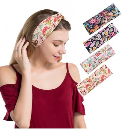 Headbands 6 Pack Women Girls Silk Satin Headbands Solid Color Elastic Hairband Twisted Turban - Paisley Print - CB18SQK6X4Z $...