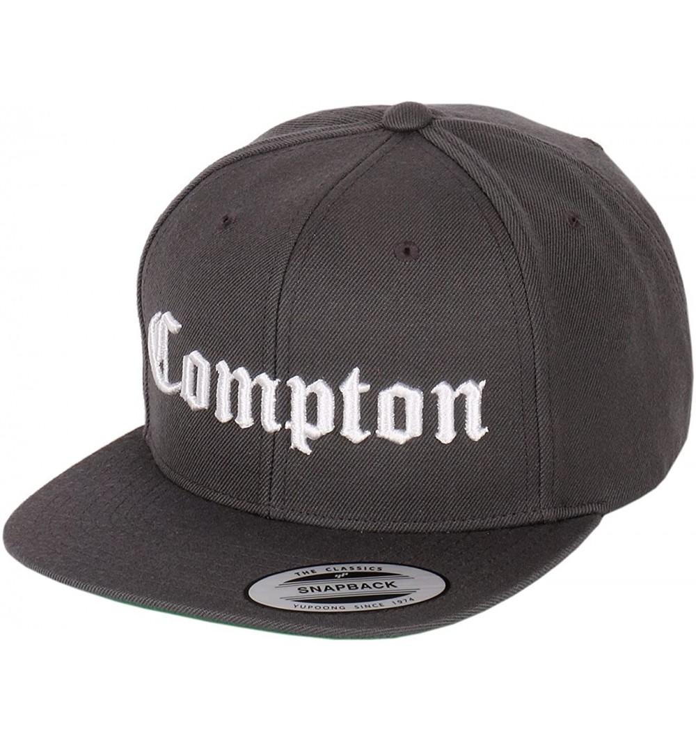 Baseball Caps Compton Embroidery Flat Bill Adjustable Yupoong Cap - Dark Gray - CE129AOFFEN $20.60