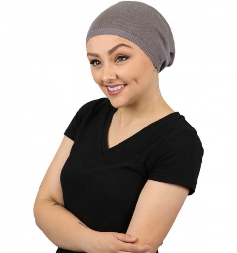 Skullies & Beanies Womens Hat Slouchy Beanie Chemo Headwear Ladies Knit Snood Cancer Cap Head Coverings Covi - Graphite - CE1...