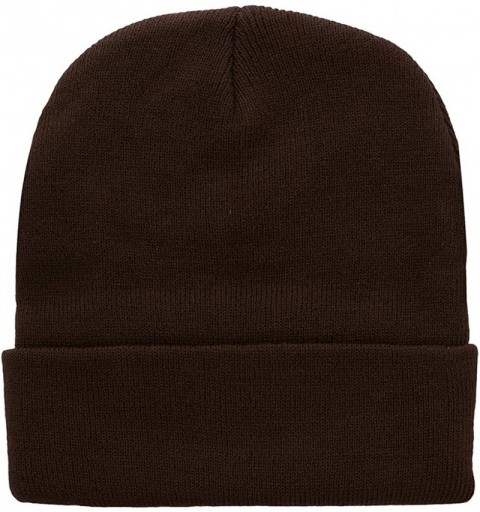 Skullies & Beanies Men Women Knitted Beanie Hat Ski Cap Plain Solid Color Warm Great for Winter - 1pc Brown - CH127DWBUBR $12.05