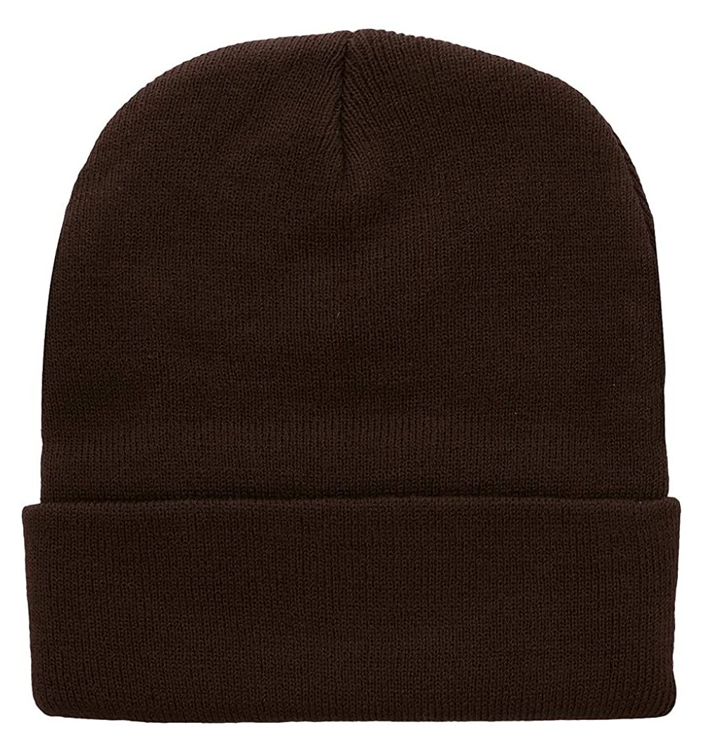 Skullies & Beanies Men Women Knitted Beanie Hat Ski Cap Plain Solid Color Warm Great for Winter - 1pc Brown - CH127DWBUBR $12.05