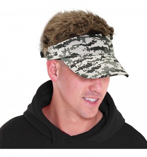 Visors Flair Hair Visor Sun Cap Wig Peaked Novelty Baseball Hat with Spiked Hair - 10. Grey+1 Pair Sunglass - CX18YGECEDI $10.05
