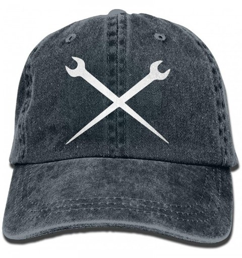 Baseball Caps Men&Women Adjustable Yarn-Dyed Denim Baseball Caps Ironworker Crossed Tools-1 Dad Hat - Navy - CW18I4YSSD2 $10.94