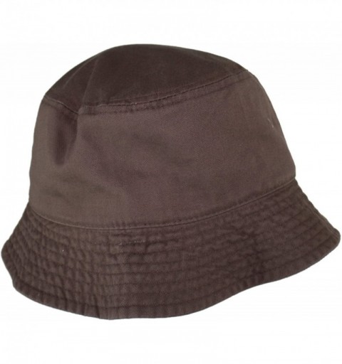 Bucket Hats Simple Solid Cotton Bucket Hat - Brown - CS11VEJI15T $13.17