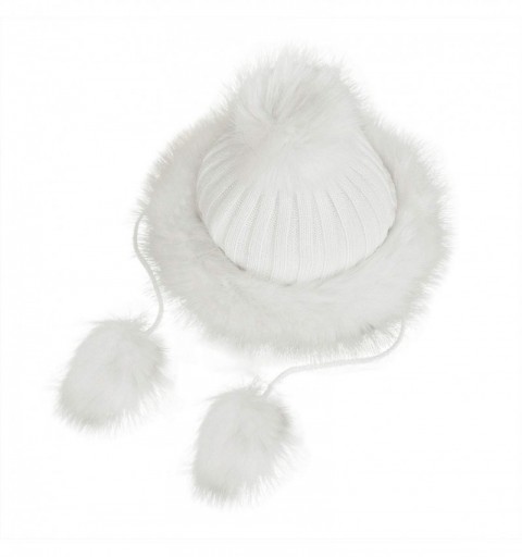 Skullies & Beanies Cute Warm Plush Fluffy Faux Fur Hood Hat Spirit Ears Wolf Bear Cat Costume Hat - White 2 - CT18AOQH6A2 $10.92