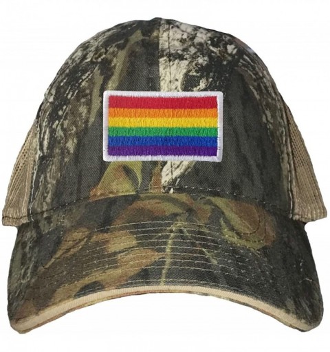 Baseball Caps Adult Rainbow Gay & Lesbian Pride Flag Embroidered Distressed Trucker Cap - Mossy Oak Breakup/ Khaki - CB180RO5...