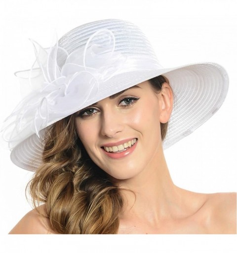 Sun Hats Women's Organza Church Kentucky Derby Dress Tea Party Wedding Hat - White - C7180IUMDZ8 $19.77