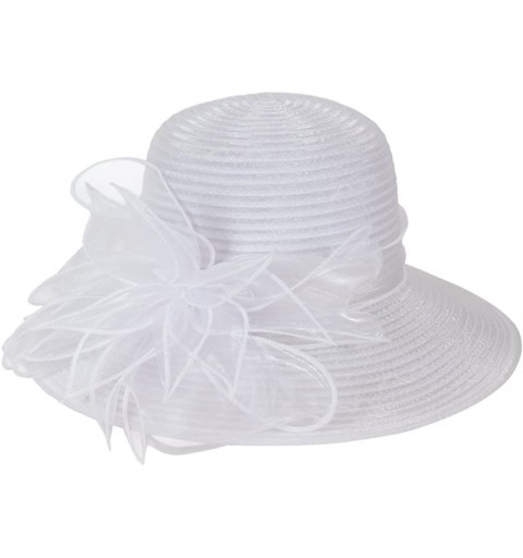 Sun Hats Women's Organza Church Kentucky Derby Dress Tea Party Wedding Hat - White - C7180IUMDZ8 $19.77