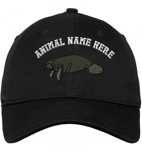 Baseball Caps Custom Low Profile Soft Hat Manatee Embroidery Animal Name Cotton Dad Hat - Black - C418QQ796Z7 $19.42