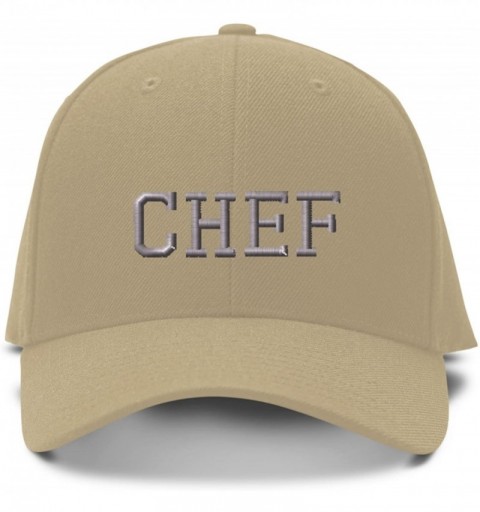 Baseball Caps Baseball Cap Silver Letters Chef Embroidery Dad Hats for Men & Women 1 Size - Khaki - CL11RQEKX11 $8.97