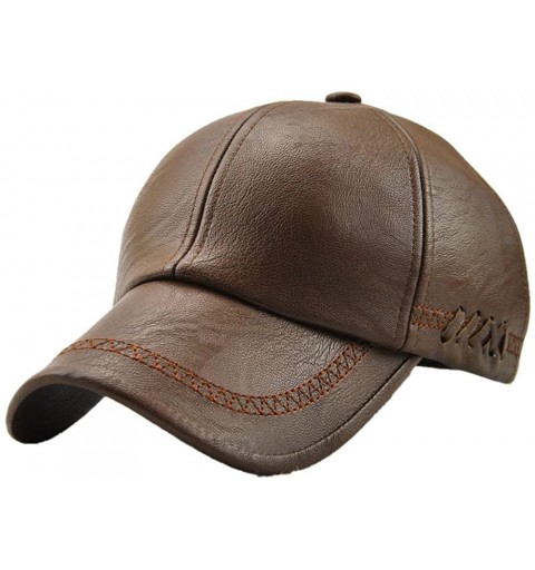Baseball Caps PU Leather Baseball Cap Casquette Flat Hat European and American Retro Style for Men - Light Coffee_1 - CV187QC...