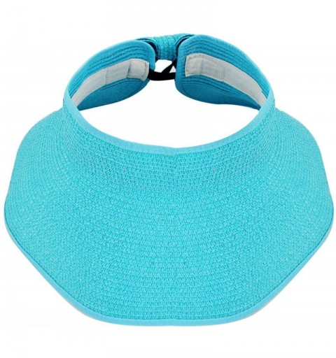 Sun Hats Women & Girls Foldable Roll Up Wide Brim Visor Hat Sports Beach Straw Hat Stripe Sun Cap - Women Blue - CI18EX8TG7H ...