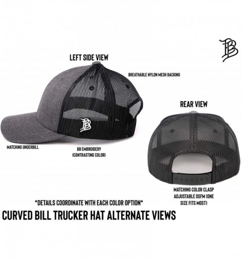 Baseball Caps USA 'Midnight Glory' Dark Leather Patch Hat Curved Trucker - One Size Fits All - Black - CE18IGQ6TIQ $30.28