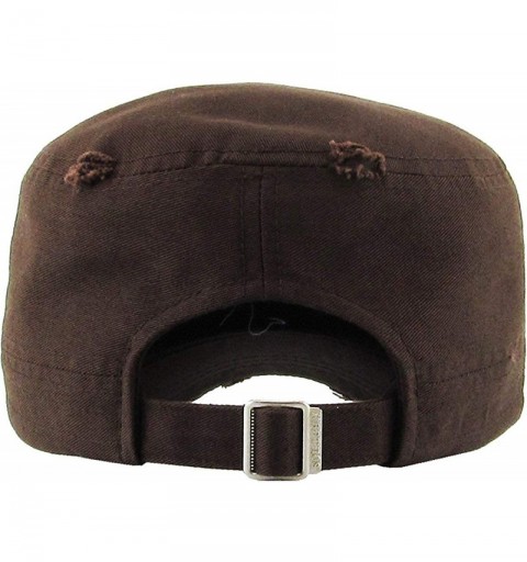 Baseball Caps Military Style Cadet Hat Army Vintage Distressed Adjustable Cap - Distressed Brown - CS196LM2WZY $13.42