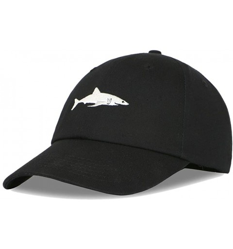 Baseball Caps Whale Embroidered Baseball Cap Duck Tongue Hat Outdoor Leisure Cap - Shark - Black - CG18HC23M8I $9.10