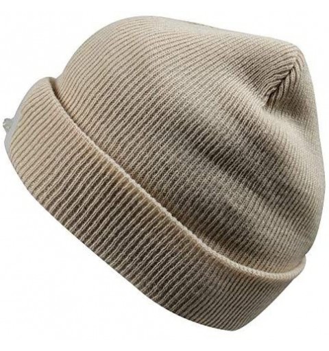 Skullies & Beanies 5 LED Knit Flash Light Beanie Hat Cap for Night Fishing Camping Handyman Working - Biege - CV12O4UUGYV $10.36