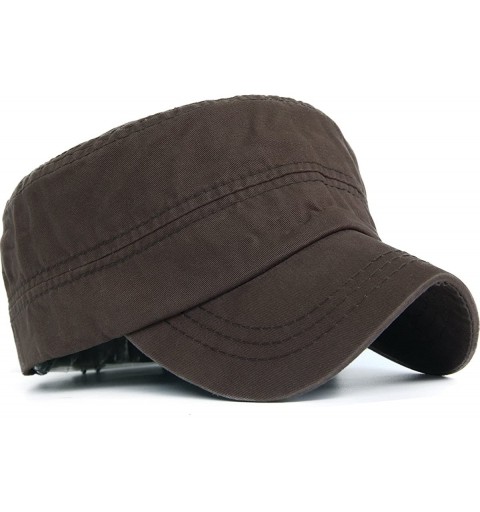 Baseball Caps Women Soft Washed Cotton Zip Cadet Army Cap Adjustable Military Hat Flat Top Baseball Sun Cap Zipper Stud - Bro...