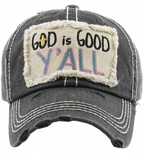 Baseball Caps Women's God is Good Y'all Vintage Baseball Hat Cap - Black - CF18TMN95TZ $24.26