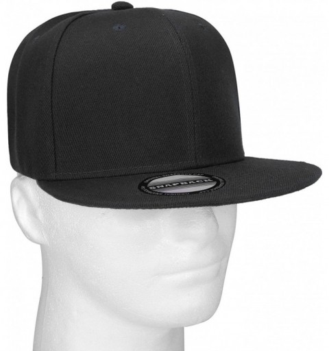 Baseball Caps Classic Snapback Hat Cap Hip Hop Style Flat Bill Blank Solid Color Adjustable Size - 2pcs Black & White - C418G...