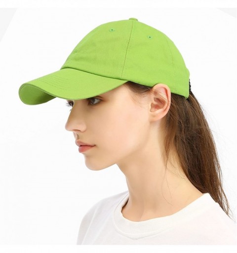 Baseball Caps Unisex Washed Dyed Cotton Adjustable Solid Baseball Cap - Dfh269-lime Green - CU18GMLOI39 $9.68