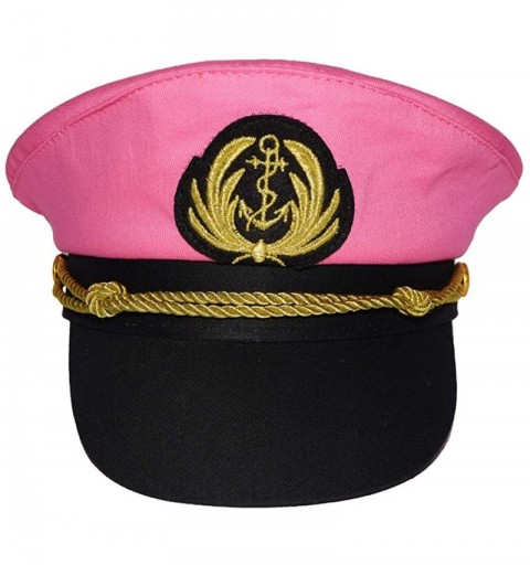 Baseball Caps Admiral Captain Yacht Hat Snapback Gold Embroidery Anchor Skippers Cap for Party - Pink - CJ18Z6HYSMN $19.85