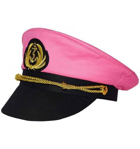 Baseball Caps Admiral Captain Yacht Hat Snapback Gold Embroidery Anchor Skippers Cap for Party - Pink - CJ18Z6HYSMN $19.85