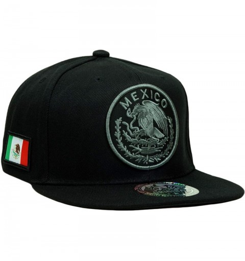 Baseball Caps Mexico Eagle Embroidery Snapback Hat Adjustable Mexico Flag Baseball Cap - Black/Silver - C318INRH4EN $13.73
