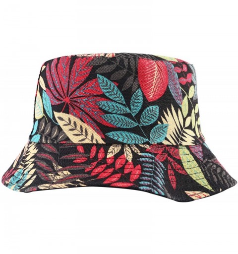 Bucket Hats Fashion Print Bucket Hat Summer Fisherman Cap for Women Men - Leaves Colors - CP18SNL4K08 $13.65