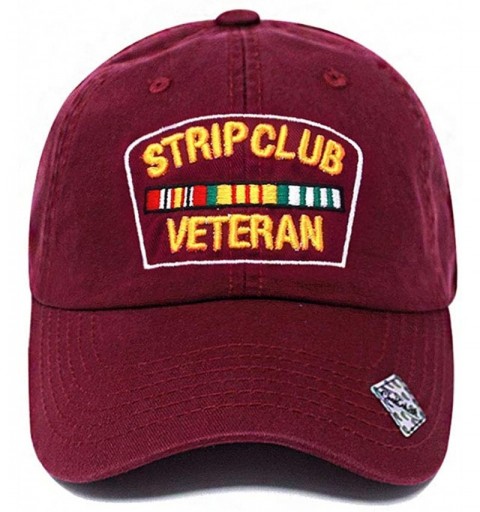 Baseball Caps Strip Club Veteran Dad hat Pre Curved Visor Cotton Ball Cap Baseball Cap PC101 - Burgundy - CT1897YQDKM $19.55