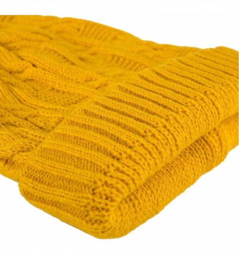 Skullies & Beanies Unisex Trendy Beanie Warm Oversized Chunky Cable Knit Slouchy Woolen Hat - Yellow - CB12MZ1718S $10.37