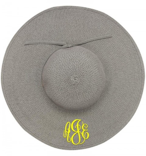 Sun Hats Personalized Womens Wide Brim Floppy Sun Beach Pool Hat - Grey - CZ18ORNAND2 $38.45