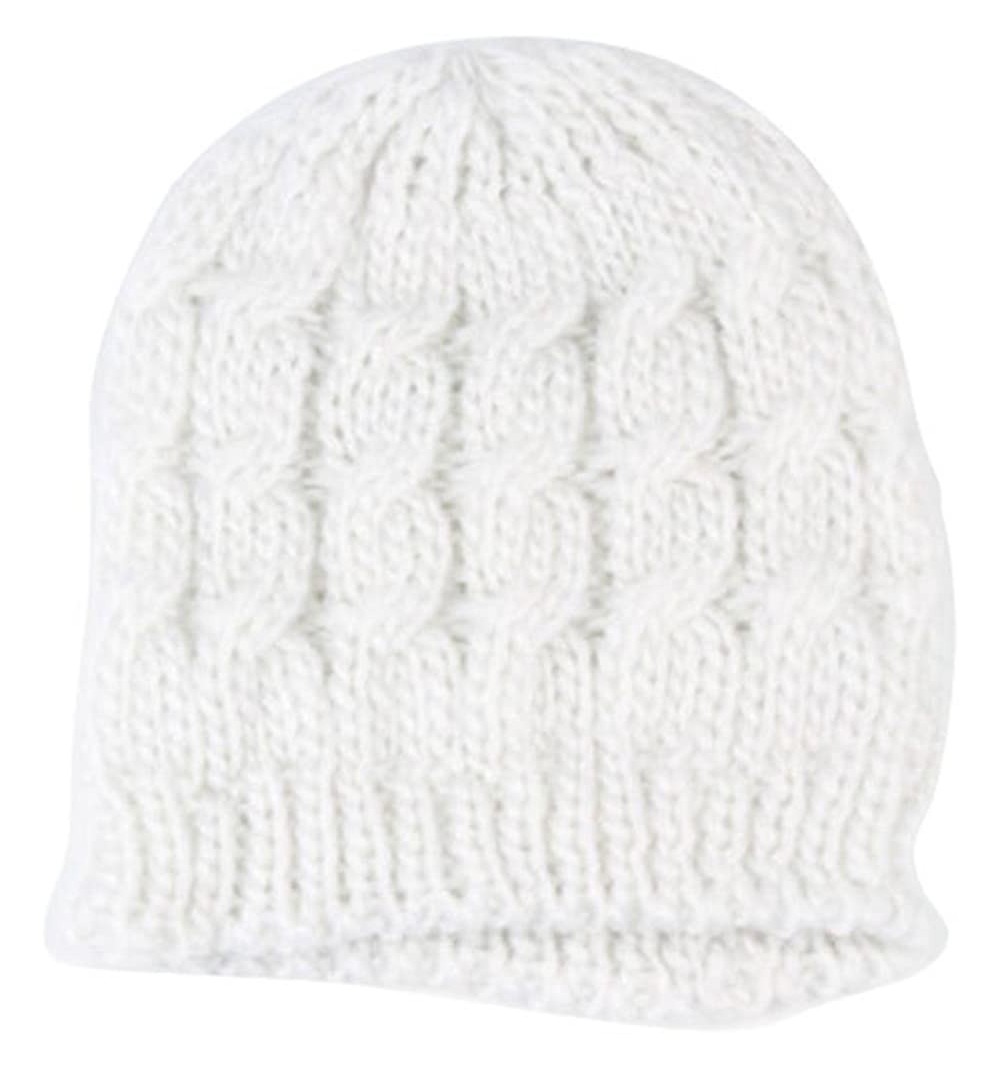 Skullies & Beanies Women's Winter Knit Crochet Knitting Wool Braided Baggy Beanie Ski Hat Cap - White - CU11QD2AYRJ $10.17