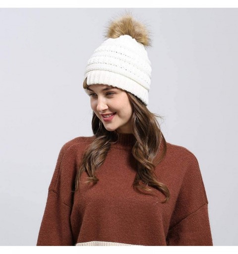 Skullies & Beanies Winter Warm Men Women Comfortable Warm Hair Ball Cap Solid Knitted Hat - White - CB1936AUIHC $22.02