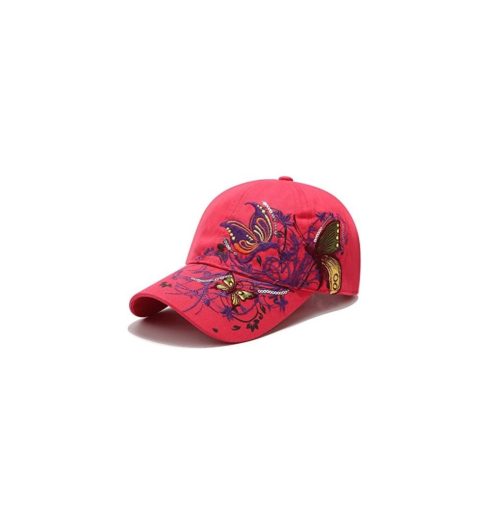 Baseball Caps Women Baseball Caps- Adjustable Breathable Embroidered Sun Hat for Sport Golf Mesh Sunbonnet Outdoor - Red - C7...